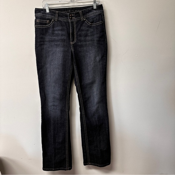 Code Bleu Annette Modern Bootcut Women 10 Embellished Denim Jeans Flap dark wash - Picture 1 of 12